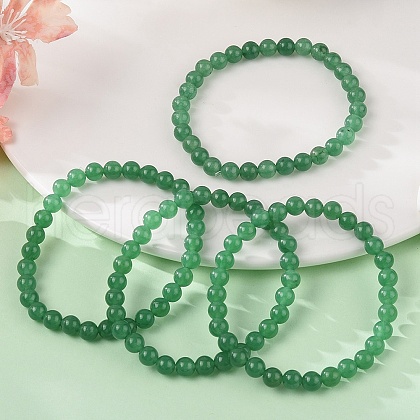 Natural Malaysia Jade Bead Stretch Bracelets X-BJEW-K212-A-013-1