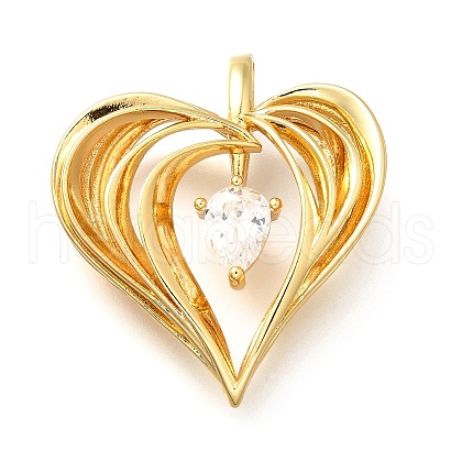 Brass Micro Pave Cubic Zirconia Pendants KK-B128-03G-1