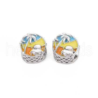 Rack Plating Alloy Enamel European Beads MPDL-N039-189-01-1