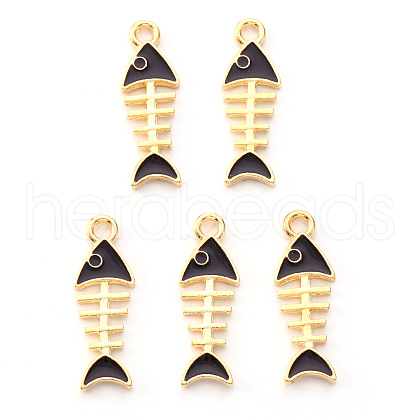 Light Gold Plated Alloy Enamel Pendants X-ENAM-R136-14B-1