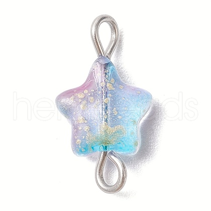 Spray Painted Glass Star Connector Charms PALLOY-JF02338-30A-1