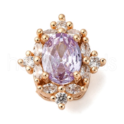 Brass Micro Pave Cubic Zirconia Beads KK-D378-17G-1