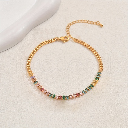 Vintage Brass Colorful Horse Eye Cubic Zirconia Anklets for Women IV3590-2-1