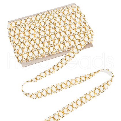 10M Polyester Gold Metallic Lace Ribbon DIY-WH0491-43A-1