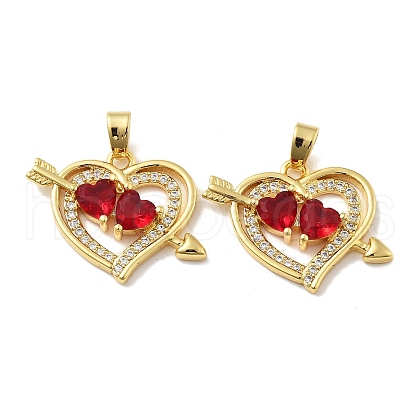Heart Brass Micro Pave Cubic Zirconia Pendants KK-M325-16B-G-1