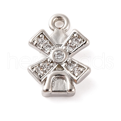 Brass Pave Clear Cubic Zirconia Charms KK-Z051-01P-02-1