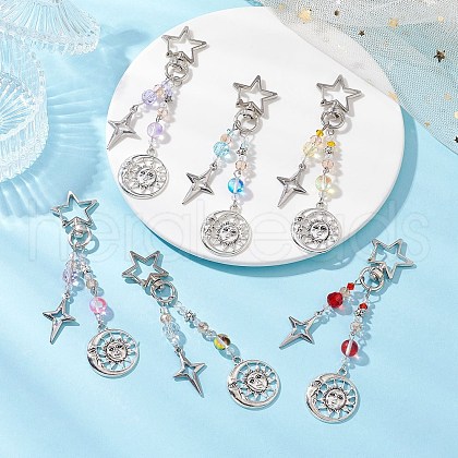 Glass Bead & Alloy Pendant Decorations HJEW-JM03016-1