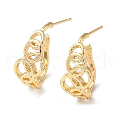 Brass Ring Stud Earrings EJEW-C070-01G-1