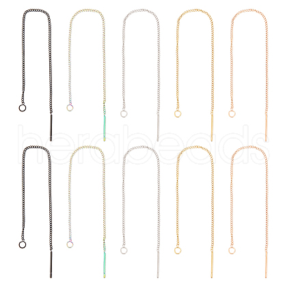 DICOSMETIC 10 Pairs 5 Colors 304 Stainless Steel Stud Earring Finding FIND-DC0002-28-1