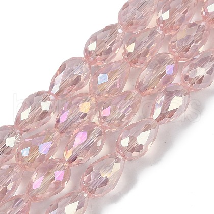 Transparent Electroplate Glass Beads Strands EGLA-N013-T6mm-B18-1