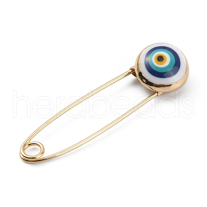 Alloy & Glass Safety Pins AJEW-WH0323-29B-1
