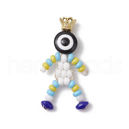 Baking Paint Glass Seed Beaded Human Pendants PALLOY-MZ00653-03-1