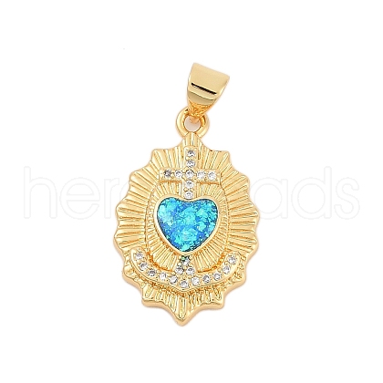 Brass Micro Pave Cubic Zirconia Pendants KK-I723-34G-1
