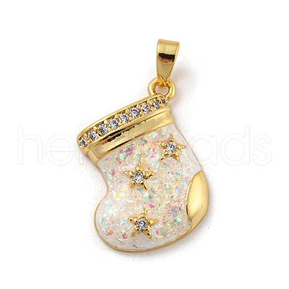 Christmas Brass Micro Pave Cubic Zirconia Pendant KK-H468-02B-01G-1