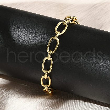 Brass Oval Link Chain Bracelets for Women Men BJEW-K273-15G-1