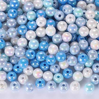 400Pcs 4 Colors Opaque Acrylic Beads MACR-SZ0001-79D-1