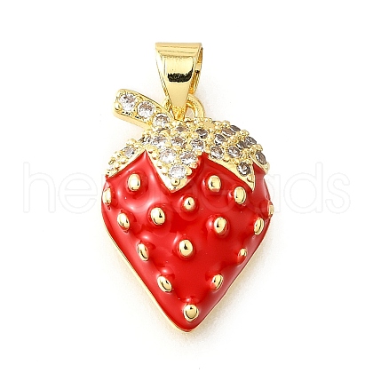 Brass Micro Pave Clear Cubic Zirconia with Enamel Pendants KK-G529-04G-1