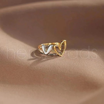 2Pcs Heart Alloy Finger Rings for Women FS-WG57BD0-04-1