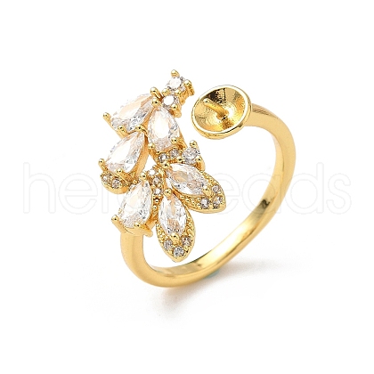 Brass Pave Clear Cubic Zirconia Earring Findings KK-D369-10G-1