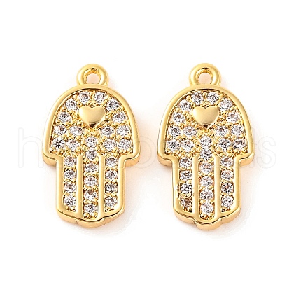 Brass Micro Pave Clear Cubic Zirconia Pendants KK-U017-06B-G-1