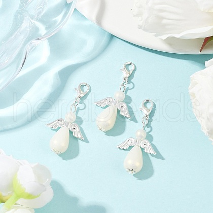 Angel ABS Plastic Imitation Pearl Pendant Decorations HJEW-JM03423-1