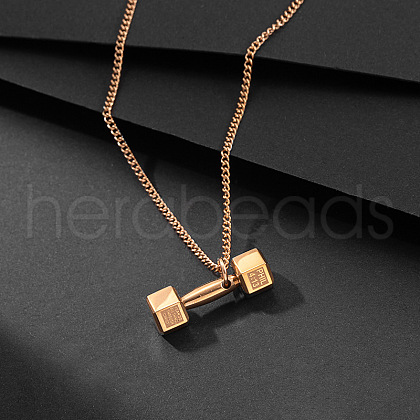 Dumbbell 304 Stainless Steel Pendant Necklaces FS-WGFA125-03-1