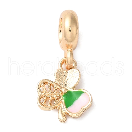 Rack Plating Alloy Green & Pink Enamel European Dangle Charms PALLOY-S189-12G-1