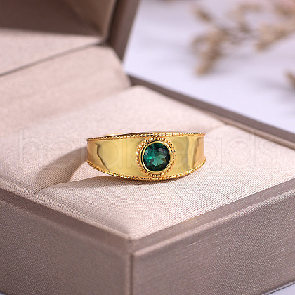 Brass Pave Green Cubic Zirconia Finger Rings YY7956-2-1