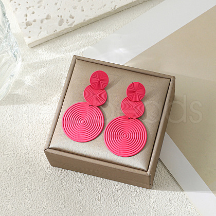 3-Round Alloy Dangle Stud Earrings FS-WG460DD-03-1