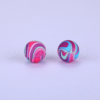 Printed Round Silicone Focal Beads SI-JX0056A-187-1