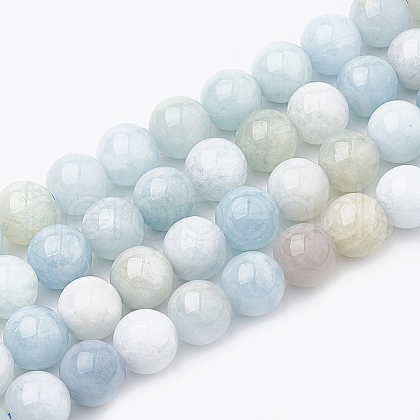 Natural Aquamarine Beads Strands G-S333-6mm-003-1