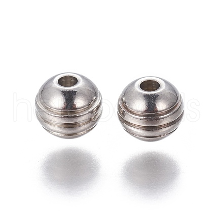 Tarnish Resistant 201 Stainless Steel Grooved Beads X-STAS-P239-04P-1