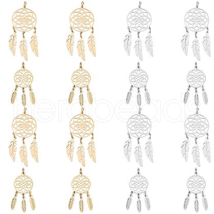 SUNNYCLUE 8Pcs 4 Style 201 & 304 Stainless Steel Pendants STAS-SC0004-28-1