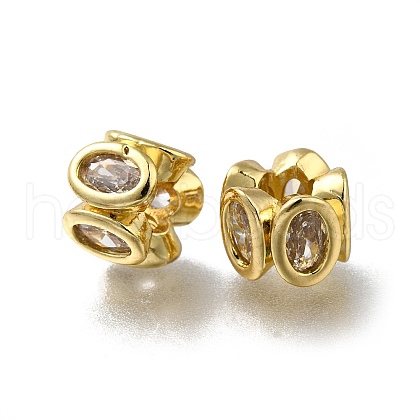 Brass Micro Pave Clear Cubic Zirconia Beads ZIRC-I070-060G-1