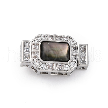 Rectangle Brass Micro Pave Clear Cubic Zirconia Box Clasps KK-G505-36P-01-1