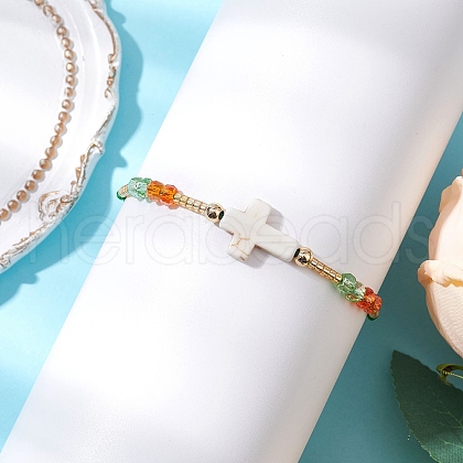 Cylinder Glass Seed Beaded Braided Bead Bracelets BJEW-MA00171-04-1