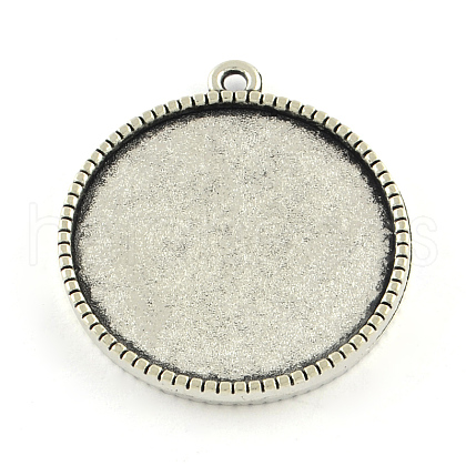 Tibetan Style Alloy Pendant Cabochon Settings TIBEP-Q045-069A-AS-RS-1