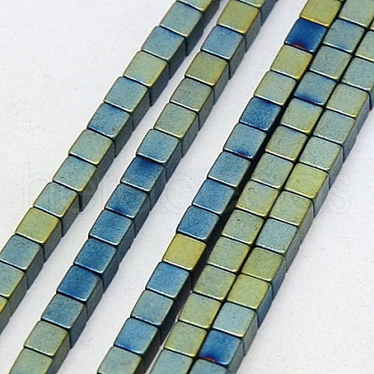 Electroplate Non-magnetic Synthetic Hematite Beads Strands G-J170B-3x3mm-05-1