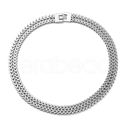 Non-Tarnish 304 Stainless Steel Mesh Chain Necklaces NJEW-Q340-01P-1