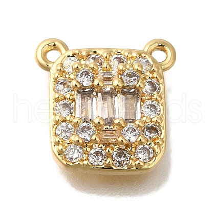 Rectangle Rack Plating Brass Micro Pave Clear Cubic Zirconia Pendants KK-U019-14G-1