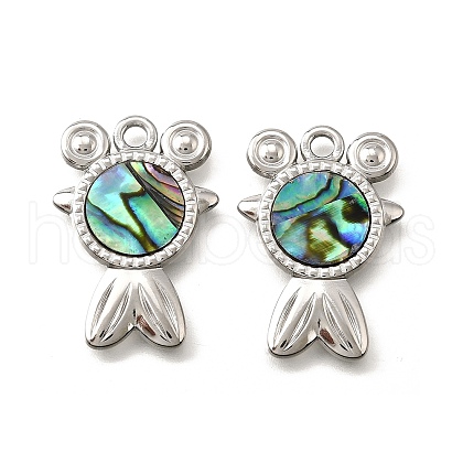304 Stainless Steel Pave Natural Paua Shell Pendants STAS-C122-21F-01P-1
