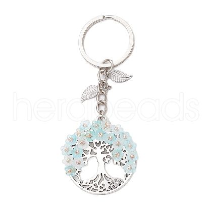 Flat Round with Tree of Life Alloy Keychains KEYC-MZ00039-05-1