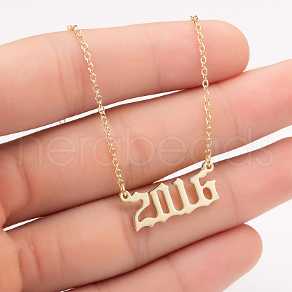 2016 Birth Year Number 201 Stainless Steel Pendant Cable Chain Necklaces FS-WGB5F08-60-1