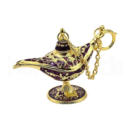 Alloy Enamel Tea Pot Home Display Decoration DJEW-Z010-01G-05-1