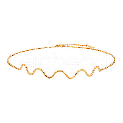 Wave Shaped 304 Stainless Steel Link Chain Necklaces for Women FS-WG2DD65-01-1