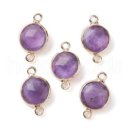 Natural Amethyst Connector Charms G-C102-09F-G-1