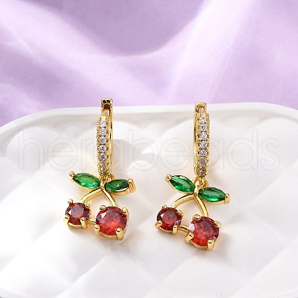 Brass Micro Pave Cubic Zirconia Hoop Earrings EJEW-D322-11G-03-1