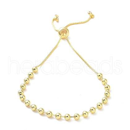 Long-Lasting Plated Brass Round Bead Slider Beacelets for Women Men BJEW-E089-01G-01-1