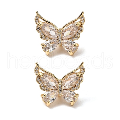 Brass Micro Pave Clear Cubic Zirconia Pendants KK-A259-25C-G-1