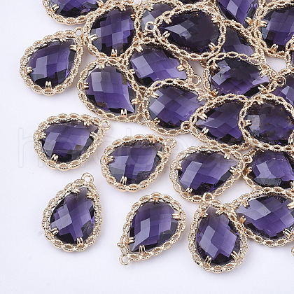 Transparent Glass Pendants GLAA-T007-08B-1